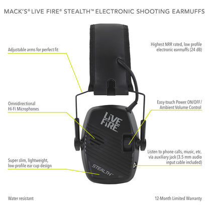 Live Fire® Stealth™ Electronic Shooting Earmuffs