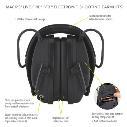 Live Fire® BTX™ Electronic Shooting Earmuffs with Bluetooth® Wireless Technology